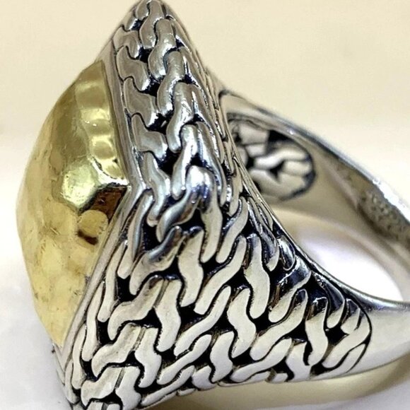 John Hardy Women's Ring, Hammered 22k Gold .925 Silver, Size 4 (can be re-sized) - Picture 3 of 4